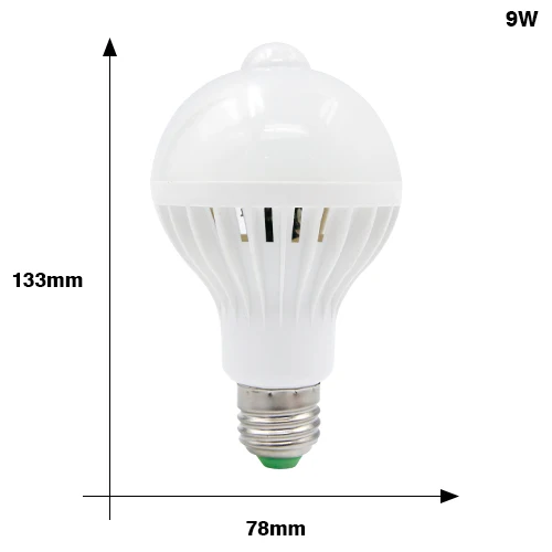 3 шт./лот светодиодный PIR датчик движения светильник E27 220 В светодиодный светильник 5 Вт 7 Вт 9 Вт лампа PIR инфракрасный корпус лампа с датчиком движения Авто Смарт - Испускаемый цвет: 9W