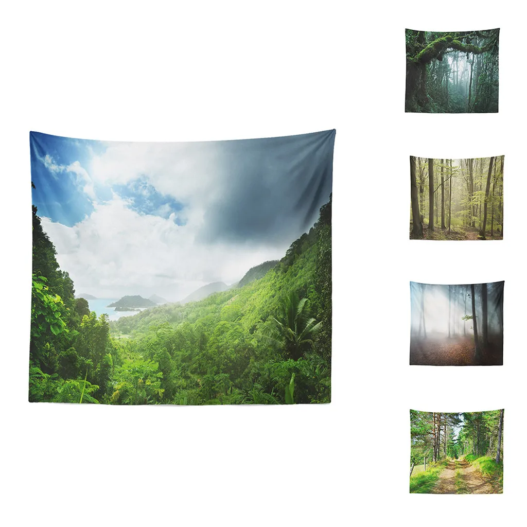 Natural Forest Tapestry Wall Hanging Wonderful Nature Sunshine Through Tree Beach Towel Bedroom Living Room Decor | Дом и сад