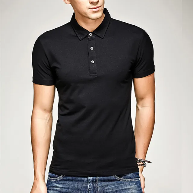 Cotton Short Sleeve Men Summer Polo Shirts Slim fit Soft Breathable Solid White Gray Black Male