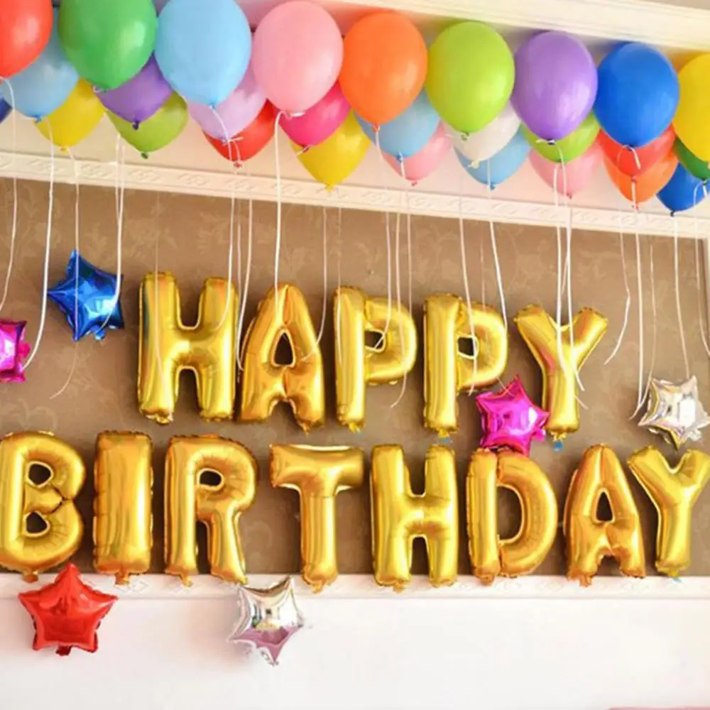 4 шт. алюминиевые воздушные шары с надписью Happy Birthday|Воздушные и аксессуары| |