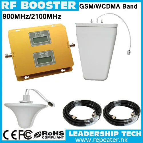 

Work 300m2 GSM/WCDMA 900mhz/2100mhz 3G LCD display cell/mobile phone repeater booster detector repetidor amplifier antennas