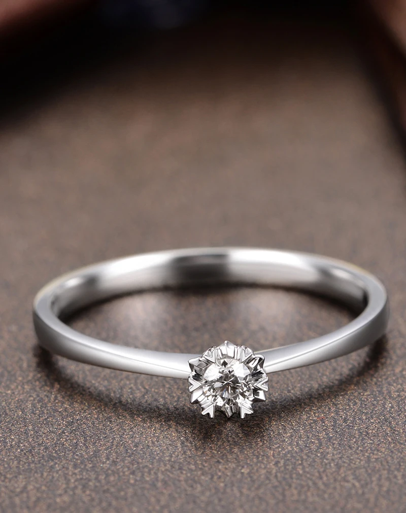 Женское кольцо с бриллиантами круглое золото 18 К 0 07 карат|engagement rings women|18k gold realgold