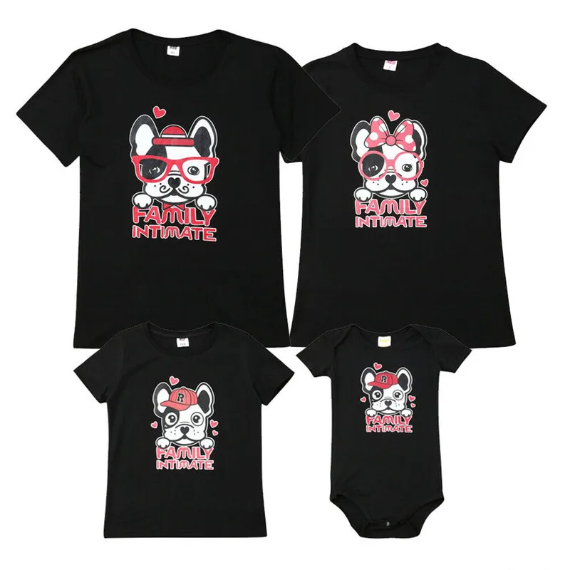 

Matching Family Theme Vacation Shirt Dog Print T Shirt Mom Mommy Daddy Dad Baby Mother Daughter Matching Clothes O-neck