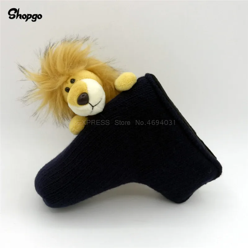 

[Big Animal] Lion Golf Putter HeadCover Wool Knitting With Magnetic Closure Golf Accessories Funny Golf Cover