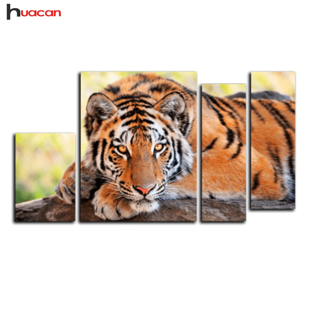 

HUACAN 5D Full Diamond Embroidery Cross Stitch Tiger Picture Mosaic Diamond Kit Birthday Gifts diy Diamond Painting Decor