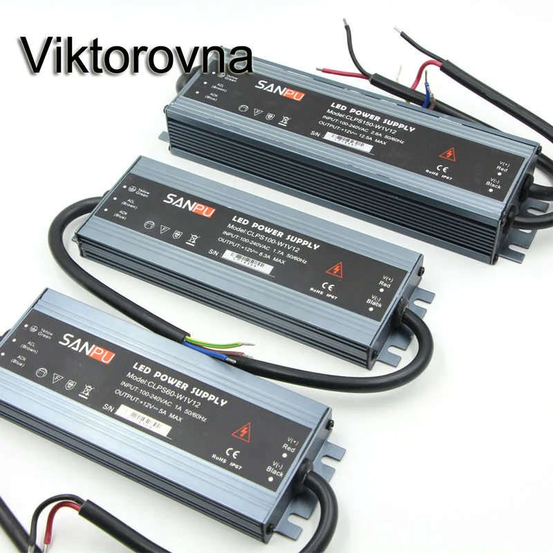 

Waterproof IP67 LED Power Adapter Supply Ultra Thin LED Driver Slim AC 110V 220V to 12V for led strip Advertising signs Light