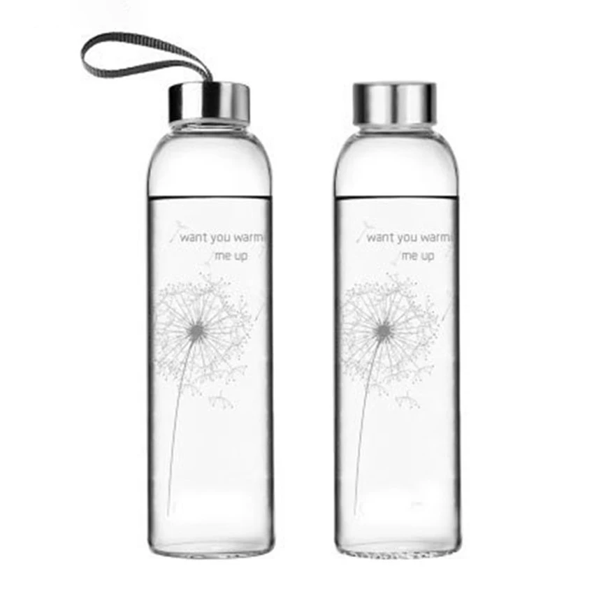 

Creative Dandelion New Design of Glass Bottle Transparent Bottle For Water Portable Car Travel Sports Lemon Drinking Bottles