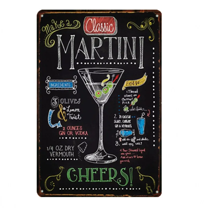 Напиток хорошее пиво металлический постер Mojito Маргарита Lemonade мартини Мимоза