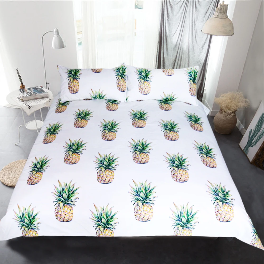 BeddingOutlet 3d Pineapple Bedding Set Tropical Fruit Print Bedspreads Kids Bed Set Single 3 Pcs Duvet Cover Twin Queen King
