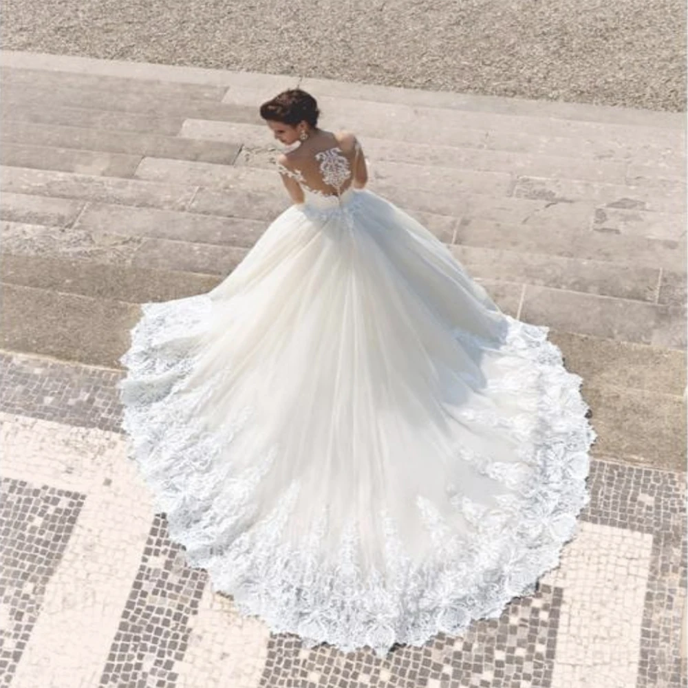 Fansmile Vestido De Noiva винтажное бальное платье с длинным шлейфом Свадебное платье на заказ большие размеры Свадебное платье FSM-594T