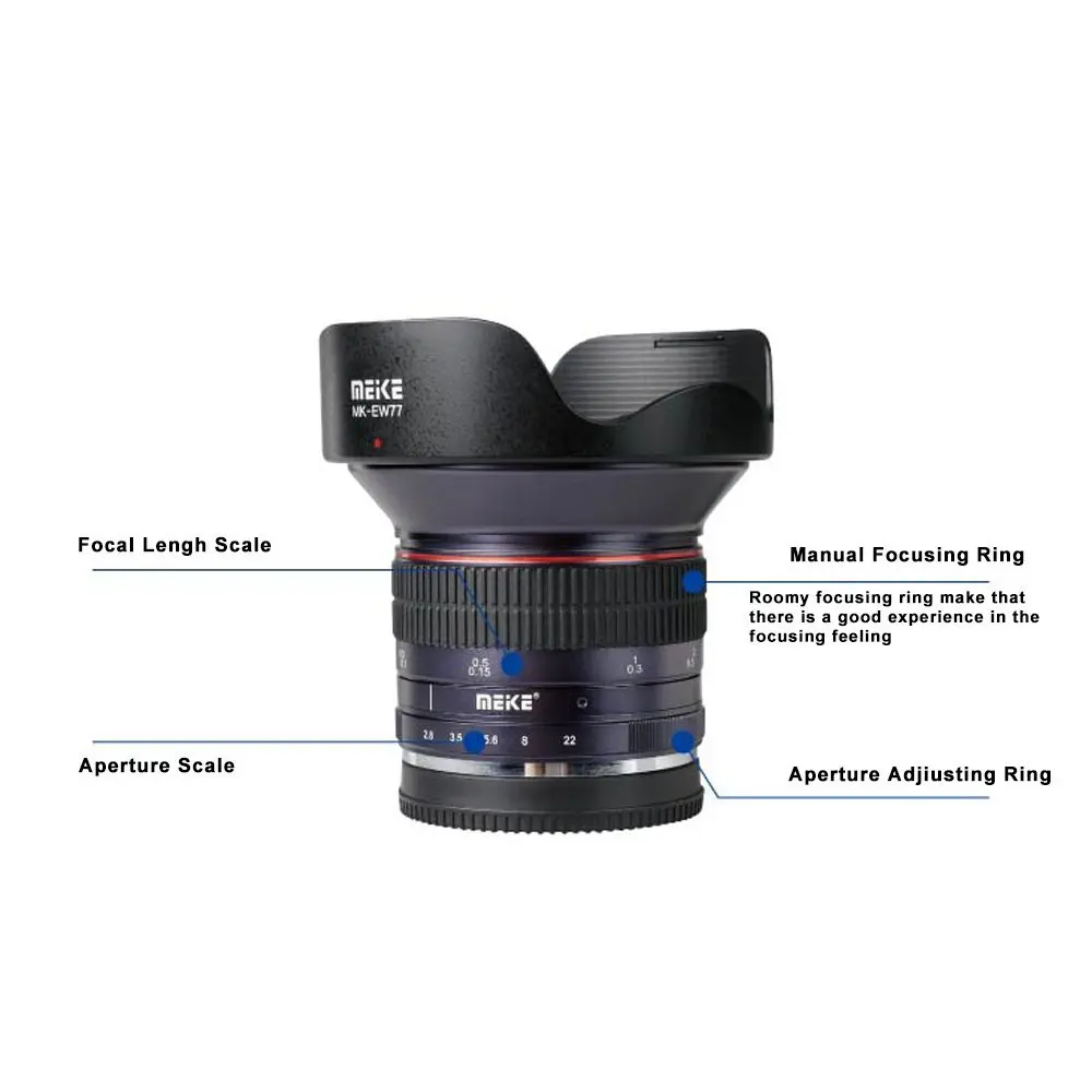 MEKE MK-12mm F2.8 многослойный объектив с фиксированным ручным фокусом для Nikon N1/1 крепление APS-C беззеркальных камер+ Бесплатный подарок