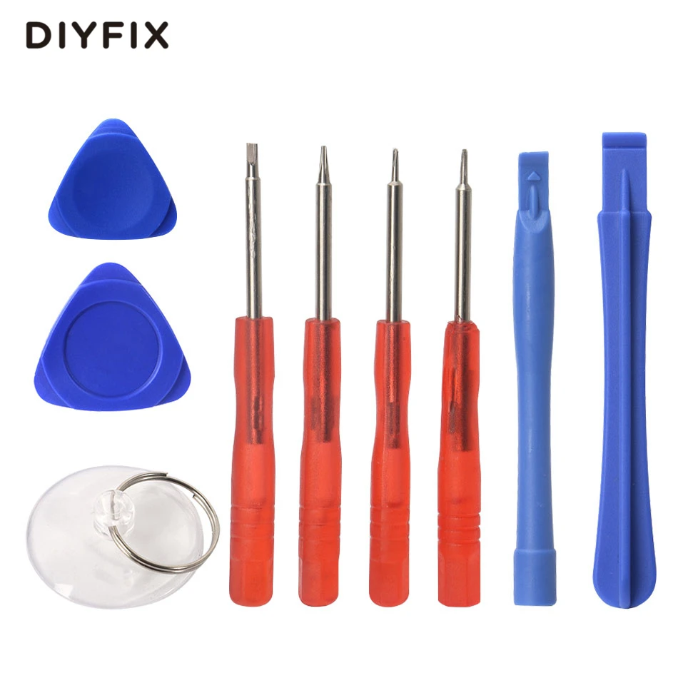DIYFIX 9 в 1 Инструменты для ремонта комплект для iPhone 7 мини-набор отверток/Пластик Spudger/открытым Палочки/ ЖК-дисплей Экран разборки присоски