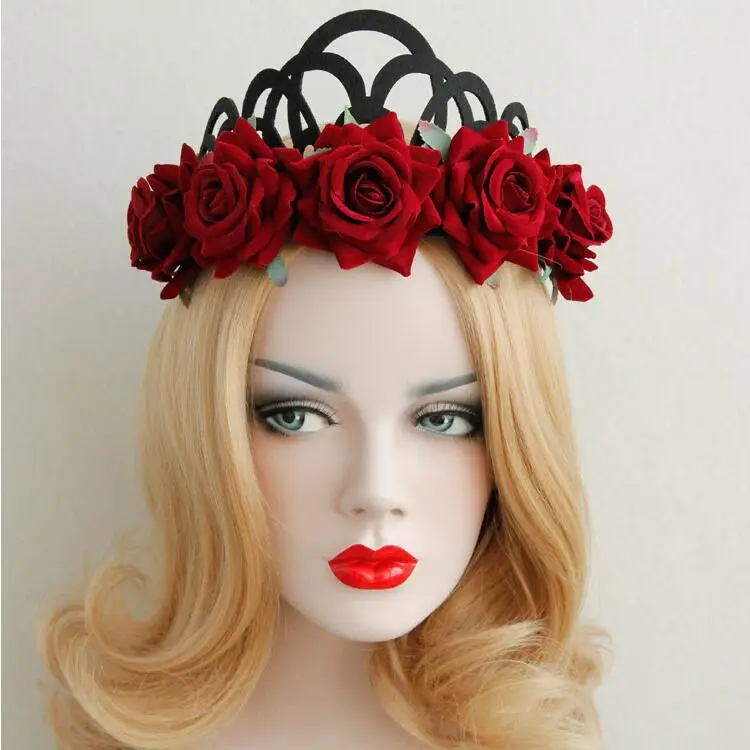 Europe Fashion Vintage Royal Rose Garland Hand Made Girl Rose Crown