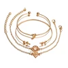 Tocona 4pcs/Set Fashion Bohemia Leaf Knot Hand Cuff Link Chain Charm Bracelet Bangle for Women Gold Bracelets Femme Jewelry 6115 ► Photo 2/6