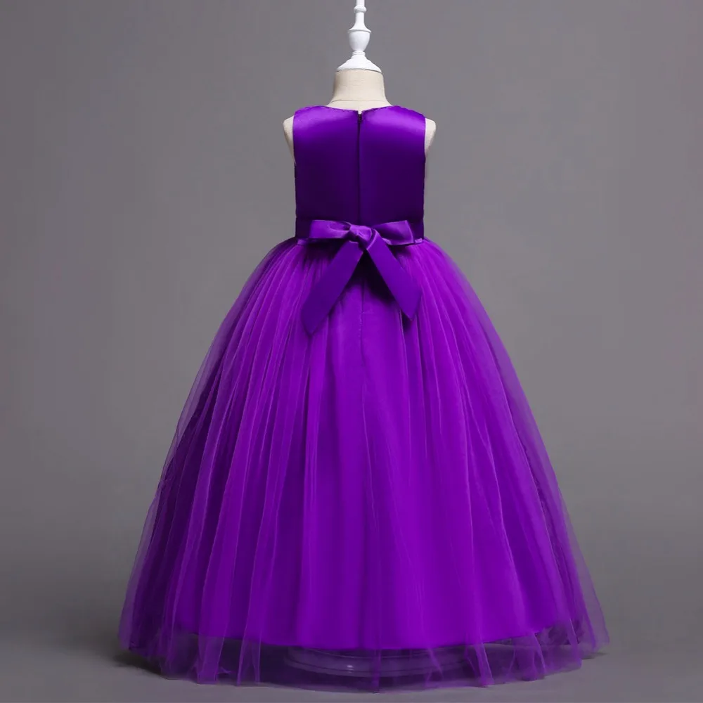 Berngi/длинное бальное платье для девочек Детские платья для первого причастия кружевной свадебный костюм принцессы из тюля с цветами для детей возрастом от 4 до 14 лет