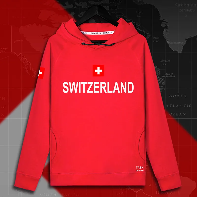 Swiss Confederation Switzerland CHE CH Confoederatio Helvetica мужские пуловеры с капюшоном, толстовки, Мужская толстовка, тонкая новая уличная одежда - Цвет: hooded-red