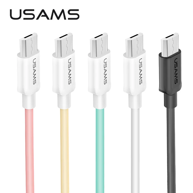 USAMS Micro USB кабель, синхронизация данных плоский 2A Быстрый usb кабель для зарядки для samsung Xiaomi huawei MicroUSB кабель для зарядки телефона