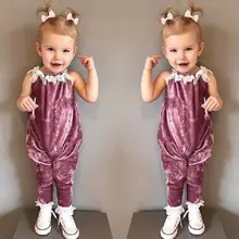 Очаровательны Дети маленьких Обувь для девочек без рукавов Кружево комбинезон наряд Летние комбинезоны Мотобрюки одежда