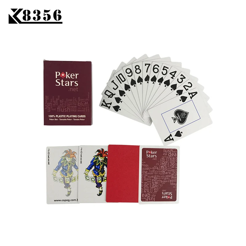 K8356 100Set/Lot Wholesale Texas Hold'em Plastic Playing Cards Waterproof Frosting Poker Card Pokerstar Board Game 2.48*3.46inch