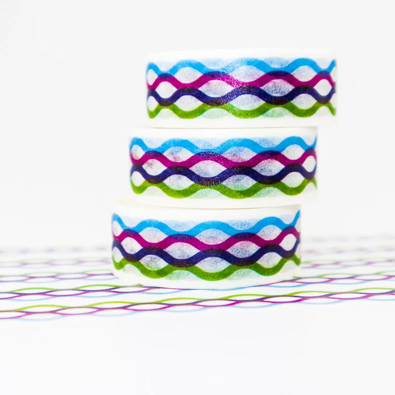 DIY Washi клейкая лента набор Sticky цветные линии японский маскировки Записки Декоративные клейкие ленты Канцелярские 1 шт./лот