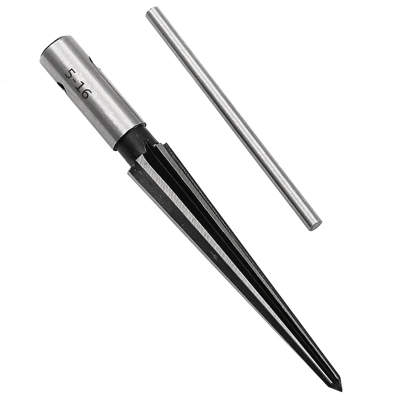 5-16mm Bridge Pin Hole Hand Held Reamer T Handle Tapered 6 Flute Chamfer Reaming Woodworker Cutting Tool Core Drill Bit