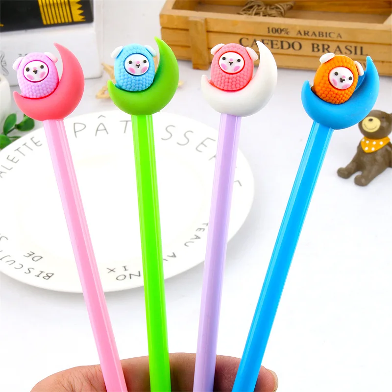 

20Pcs Creative Stationery Cartoon Moon Small White Rabbit Neutral Moon Small Cute Water-based Black Office Pen Kawaii School