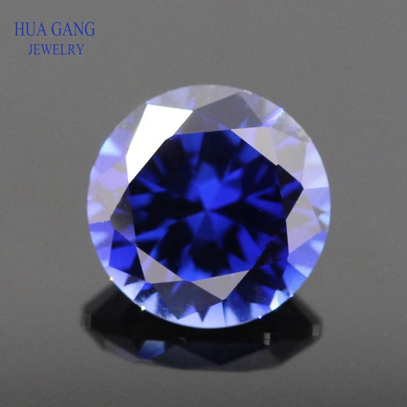 

34# Blue Synthetic Stone 0.8-12mm Round Brilliant Cut Synthetic Corundum Stone Gems For Jewelry