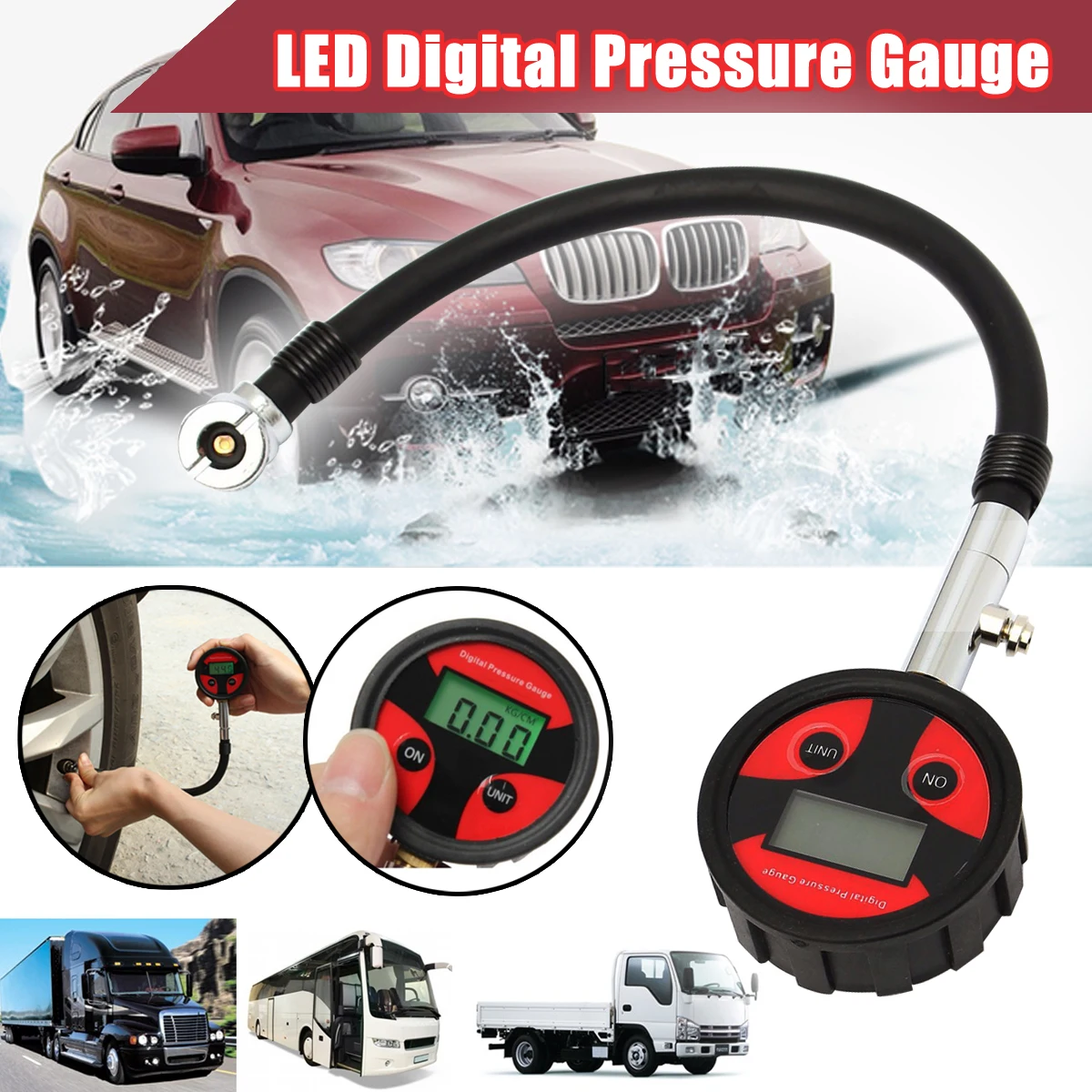 Autoleader 200PSI Metal Digital Tire LCD Manometer Air Pressure Gauge