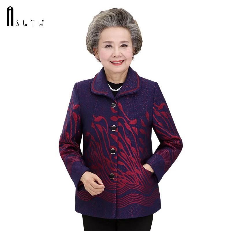 Woolen Blue Turn Collar Single Autumn New Coat Breasted Asltw Down red Wool Mother Women's purple Vestidos Casual Jacket Fw5WZqxR