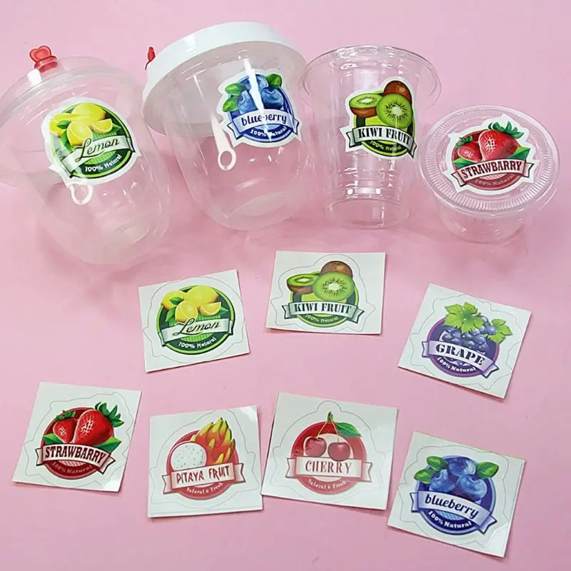 

5Pcs Sticker Labels Fruit Pattern DIY Scrapbook Decoration Paster For Slime Mud Light Clay Ornaments Storage Box Container