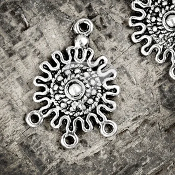 

50Pcs Antique Silver Tibetan Silver Tone 27x19x4mm Flower Links Zinc Alloy Jewellry Making Findings Wholesale TS0134