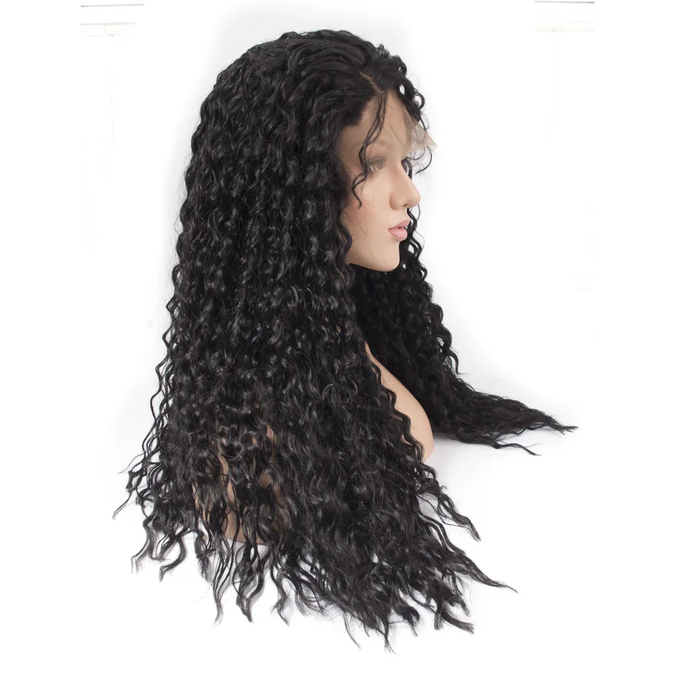 Qp волосы длинные афро свободная волна спереди Синтетические волосы Искусственные парики для Для женщин предварительно сорвал волос
