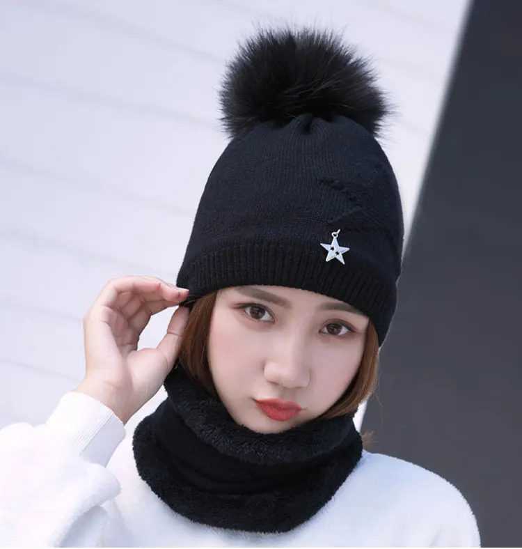  winter hat pompom hat beanie winter hats for women winter cap with scarf gorros mujer invierno winter set hat scarf (9)