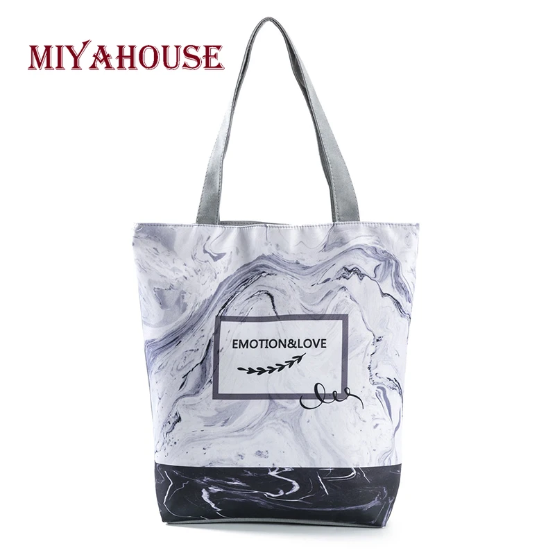 

Miyahouse Vintage Marble Print Beach Bags Women Canvas Tote Handbags High Capacity Female Daily Use Shopping Bag
