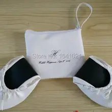 Большая скидка; белые портативные балетки на плоской подошве с карманами; женские складывающиеся дорожные туфли в сумке