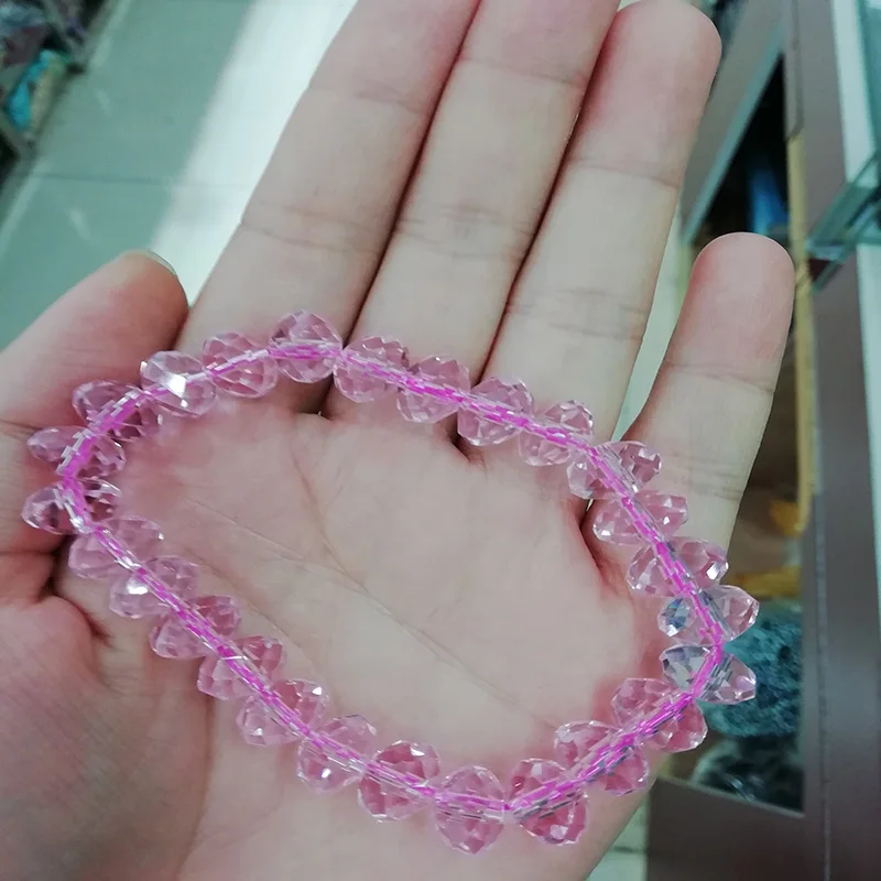 

JYX Pink Crystal Bracelet 8.0mm Pink Bracelet adjustable Length Gifts