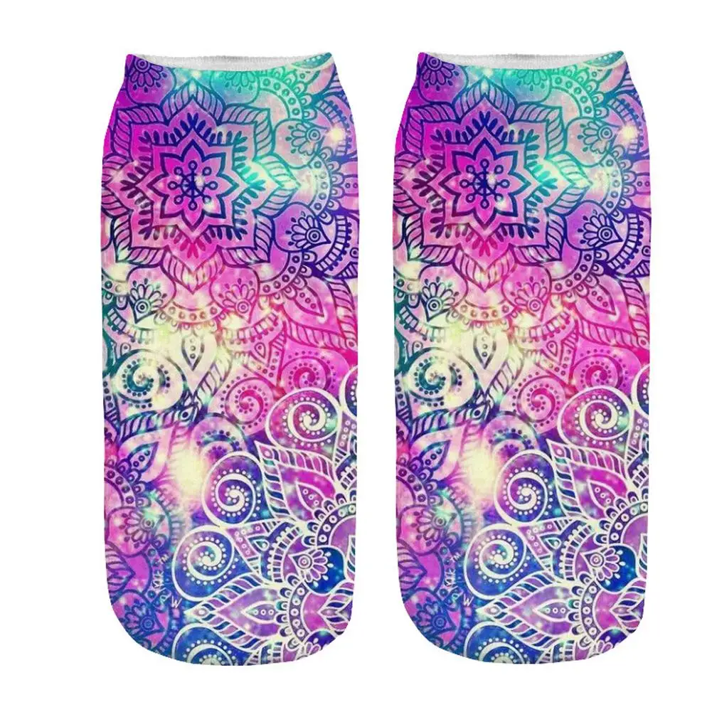 Women's Sock Starry Night Mandala Pattern 3D Digital Print Non-slip Breathable Short Socks Suitable for Men and Women Adult Sock