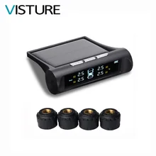 Tire Pressure Alarm TPMS Solar Power Tire Pressure Monitor System LCD Display 4 External Sensor Temperature Sensor T01C