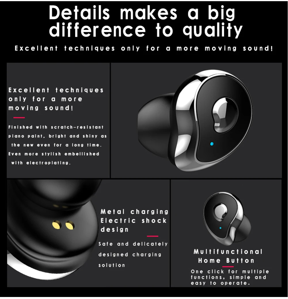 

Mini TWS SE6 Real Wireless In-ear Stereo Bluetooth 5.0 Headphones Earphones Stereo Active Noise Cancelling Sports Headphones XJ