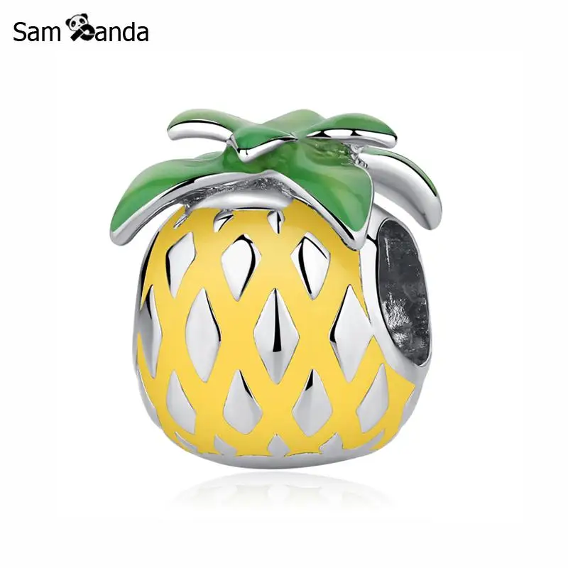 

Authentic 100% 925 Sterling Silver Bead Charm Pineapple Palm Tree Summer Tropical Charms Fit Pandora Bracelets DIY Women Jewelry