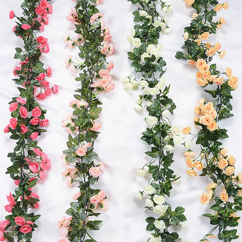

Artificial Rose Flower String Wedding Decor Artificial Silk Wisteria Flower Vines Hanging Rattan Bride Flowers Party Supplies