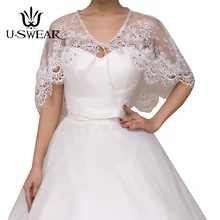 U-SWEAR Новое поступление мягкие кружева сетки Флора Для женщин свадебные куртки с завязкой спереди Элегантные Свадебные аксессуары Свадебные палантины шали