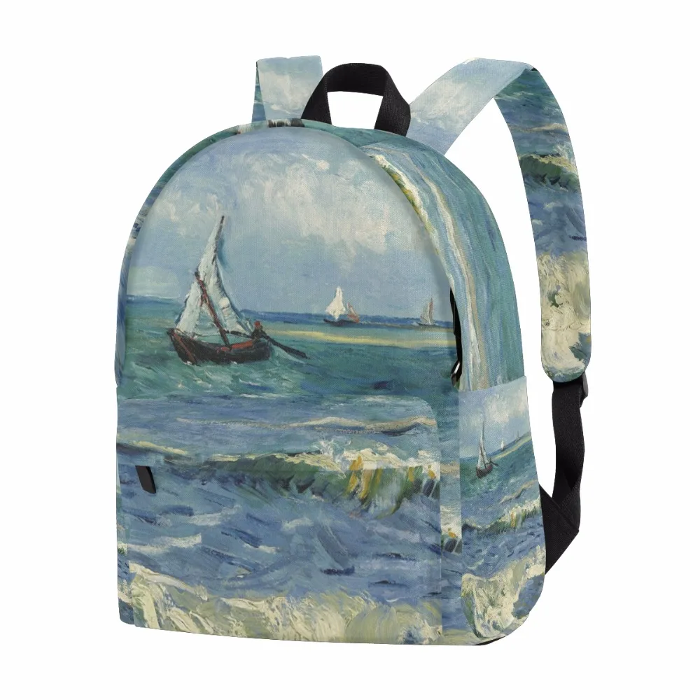 

Unicreate Backpack-The Sea at Les Saintes by Van Gogh for Women Zipper Bag School Backpack for Children Rucksack Canvas 14Inch