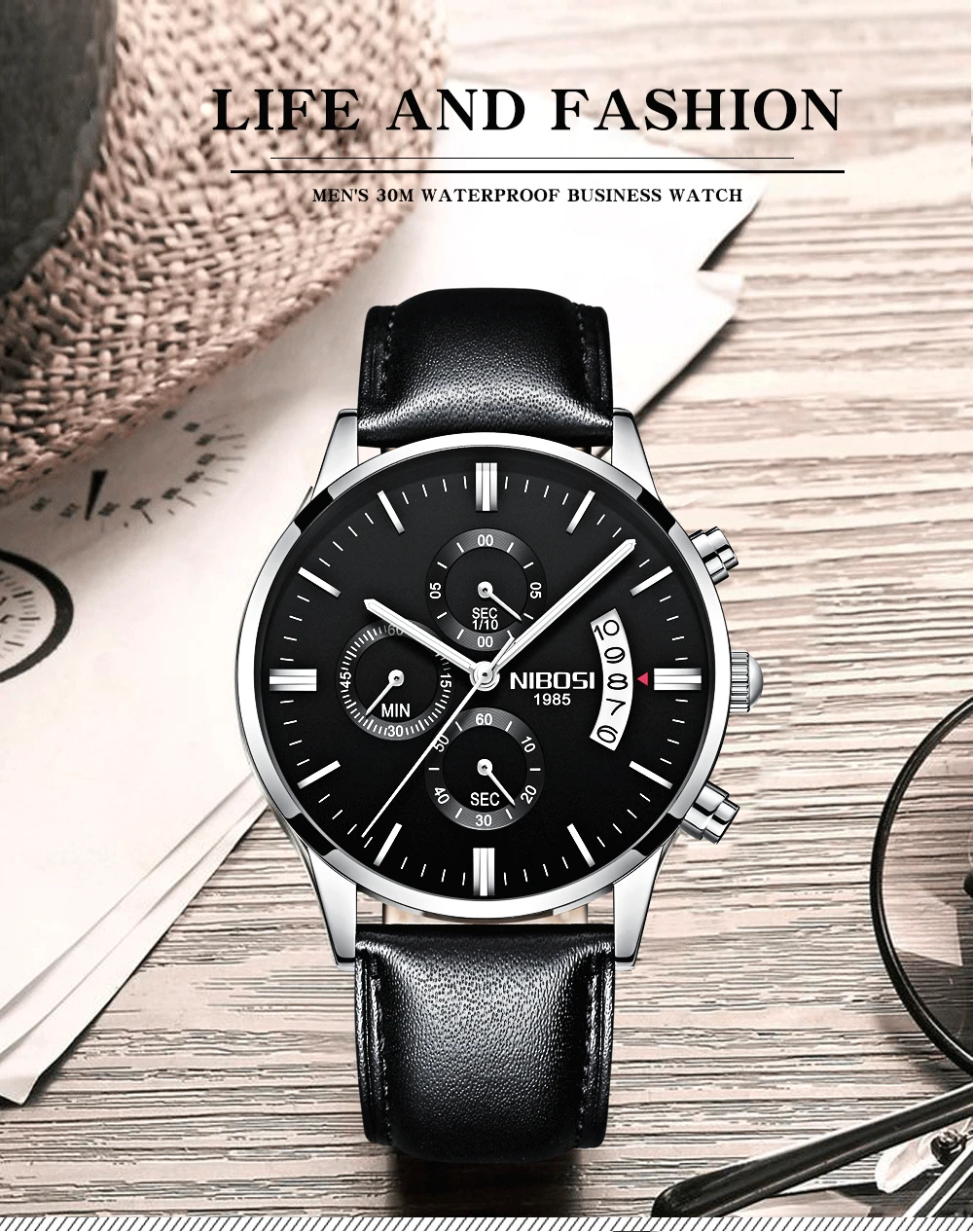 Relogio NIBOSI Watches Men Luxury Brand Wristwatches Fashionable Classic Men Watch Leather Strap Watches Waterproof Montre Homme (1)
