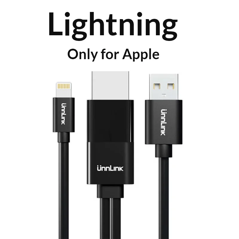 Unnlink USB к HDMI зеркальный литой кабель для преобразования с аудио MHL для iPhone iPad освещение Android телефон Micro usb type C к HDMI - Цвет: For Apple