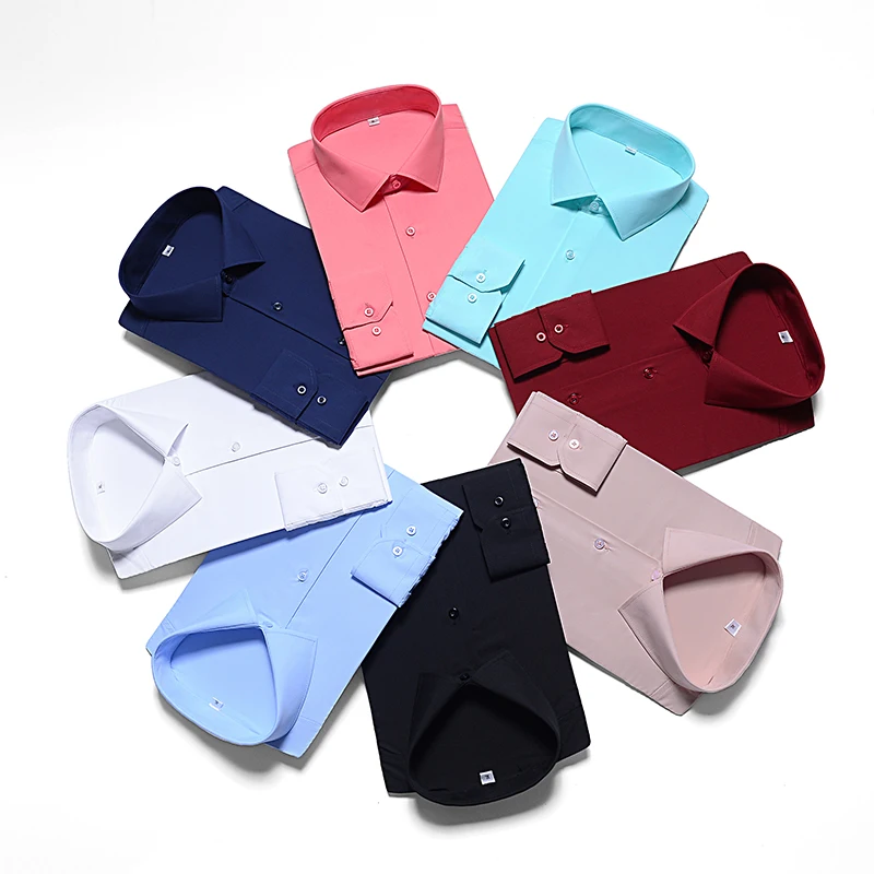 2018 الرجال الرسمي اللباس قمصان طويلة الأكمام الصبي طالب المدرسة عارضة قمصان صالح سليم الصلبة الزفاف قميص الرجال الملابس 2018