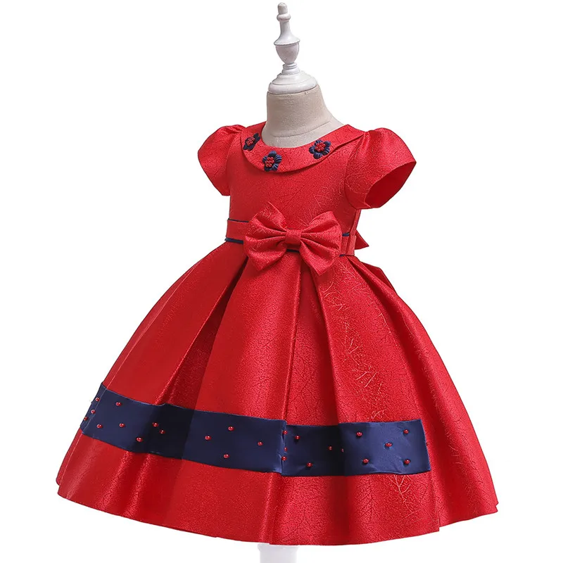 Платье для девочек с цветочным узором и бусинами; элегантная детская одежда с бантом и юбкой-пачкой; праздничная одежда для маленьких принцесс; Детские костюмы; одежда для детей 3-10 лет