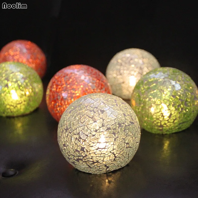 

European Ball Shaped Mosaic Glass Candlestick Romantic Candlelight Dinner Home Wedding Party Desktop Decoration Candle Holder