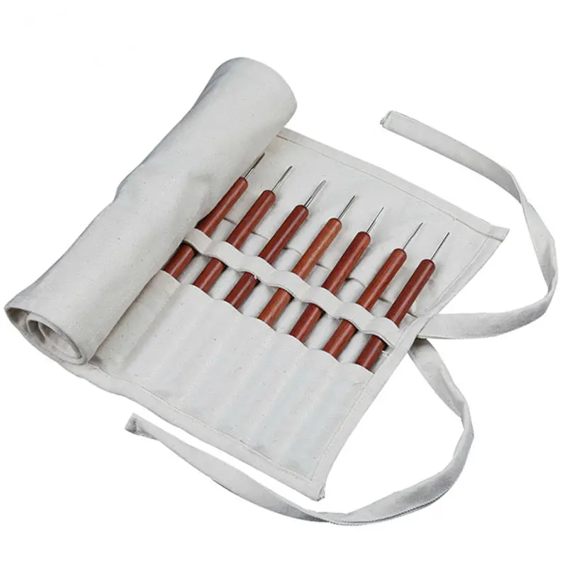 

Blue White Canvas Carving Tool Bag Portable Storage Case Carpenter Carrying Knife Roll Paint Clay Sculpting Woodwork Pouch B43