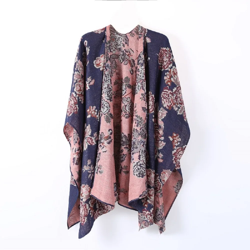 

Czhcqq Women's Floral Boho Kimono Long Blouse Loose Tops Outwear Oversized Poncho Cape Shawl Luxury Pashmina Feel Scarf Tunic